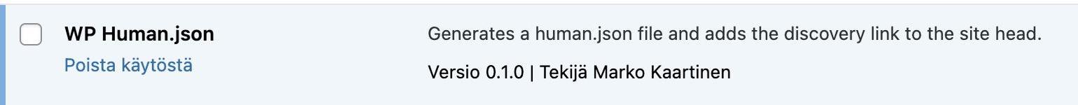 WP Human.json lisäosan kuvakaappaus